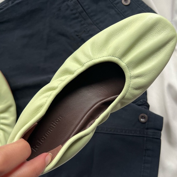 REFORMATION GREEN BUFFY RUCHED BELLET FLAT ✨🩰 - Picture 5 of 6